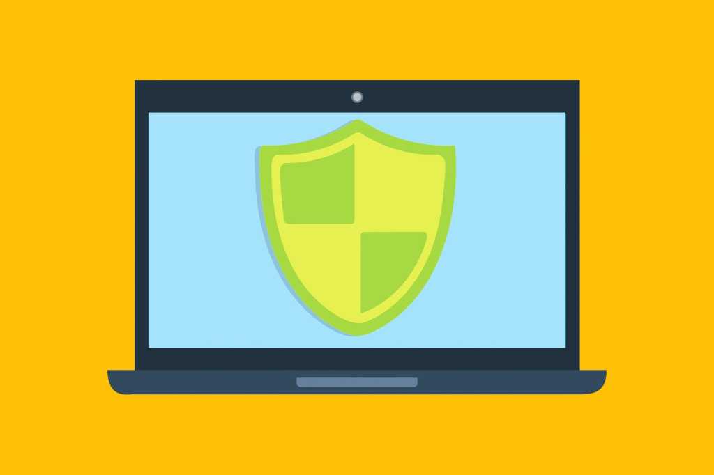 Antivirus shield software on laptop screen illustration